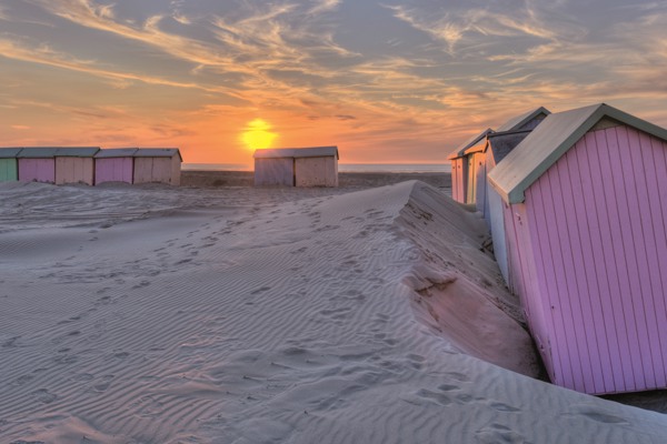 Strandhuisjes op het strand in Berck-sur-Mer