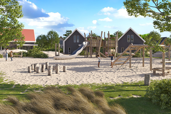 Buiten speelplaats op Resort Nieuwvliet-Bad in Zeeland