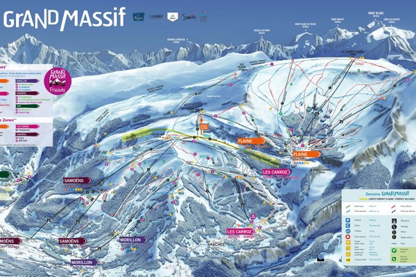 Sehen Sie die Karte des Skigebiets um Flaine